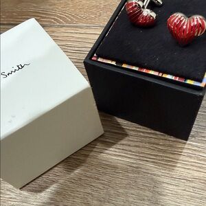 Paul Smith Red Striped Heart Cufflinks